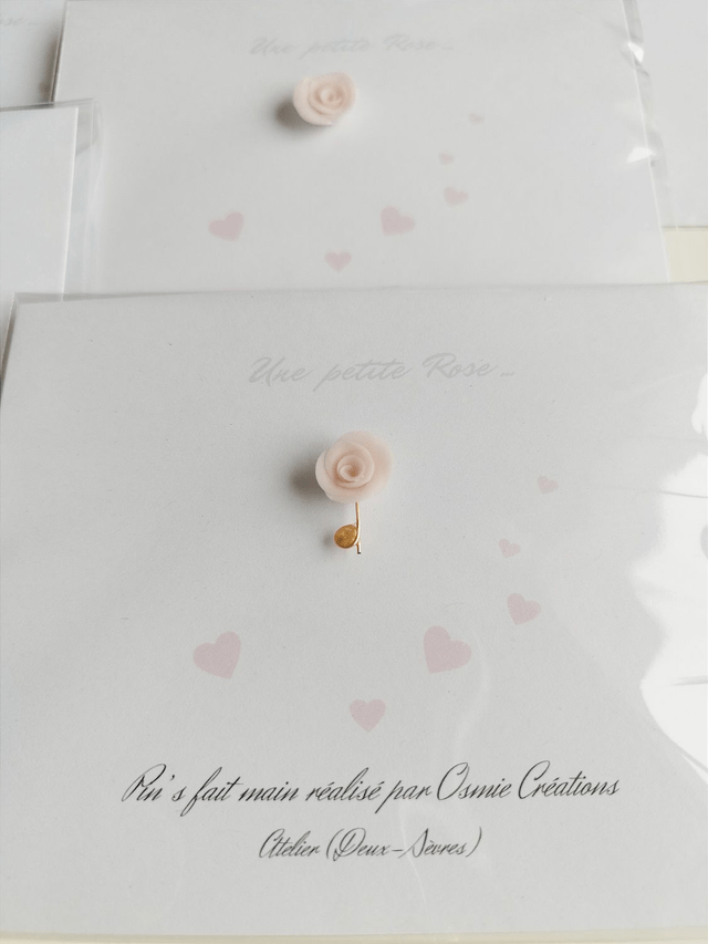 Carte Pin's Petite Rose Poudré