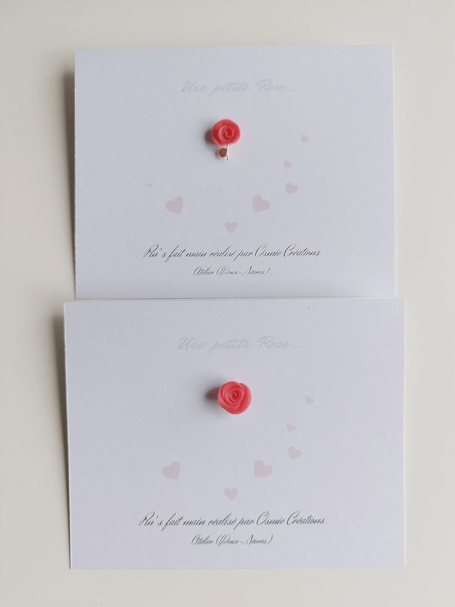 Carte Pin's Petite Rose Corail