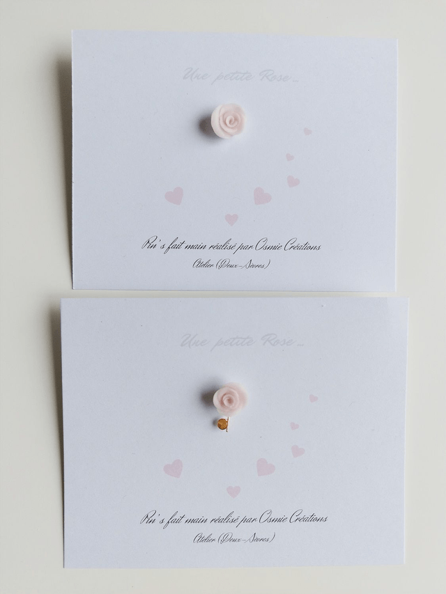 Carte Pin's Petite Rose Poudré